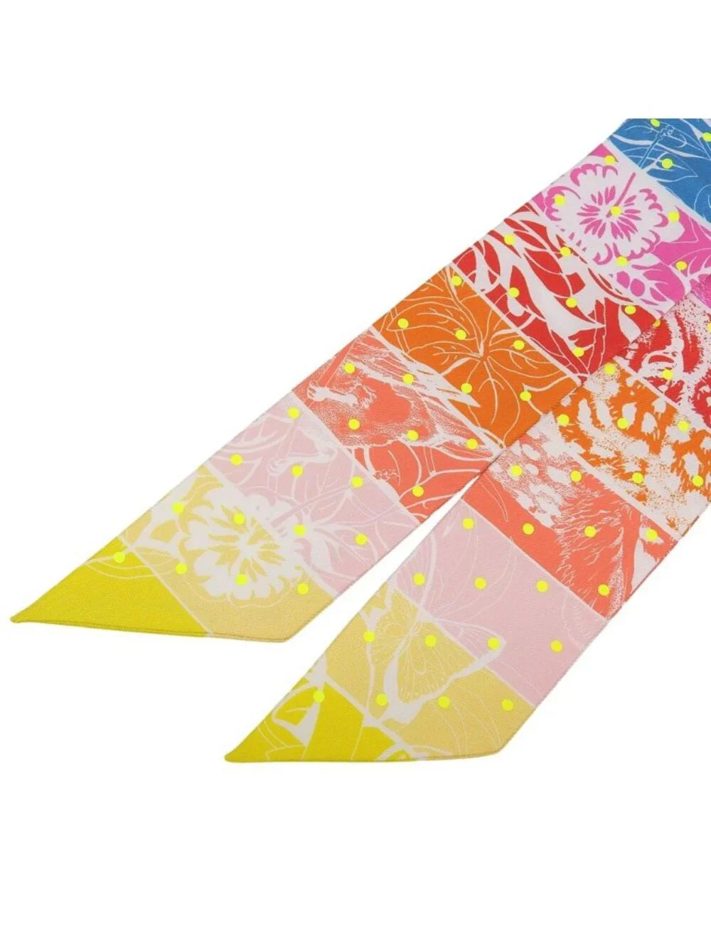 Hermes Twilly Jungle Love Rainbow Plume T Dot Silk 100% Scarf